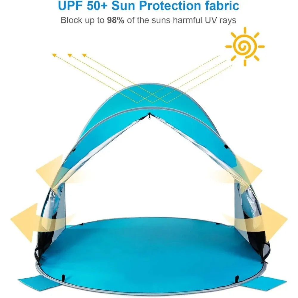 UPF 50+ Easy Pop Up 3-4 Person Beach Sun Shade Canopy