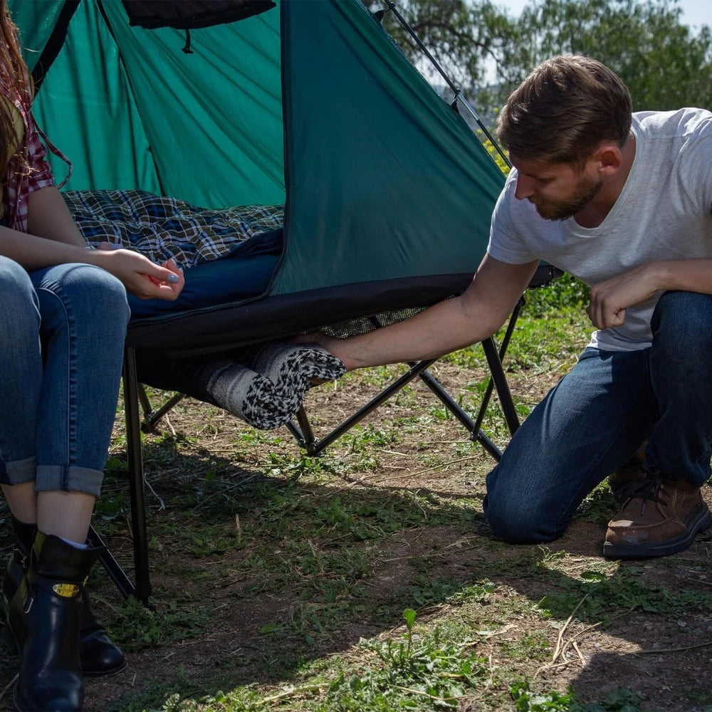 Quick Setup 2 Person Tent Cot with Rain Fly and Roller Wheeled Carry Bag