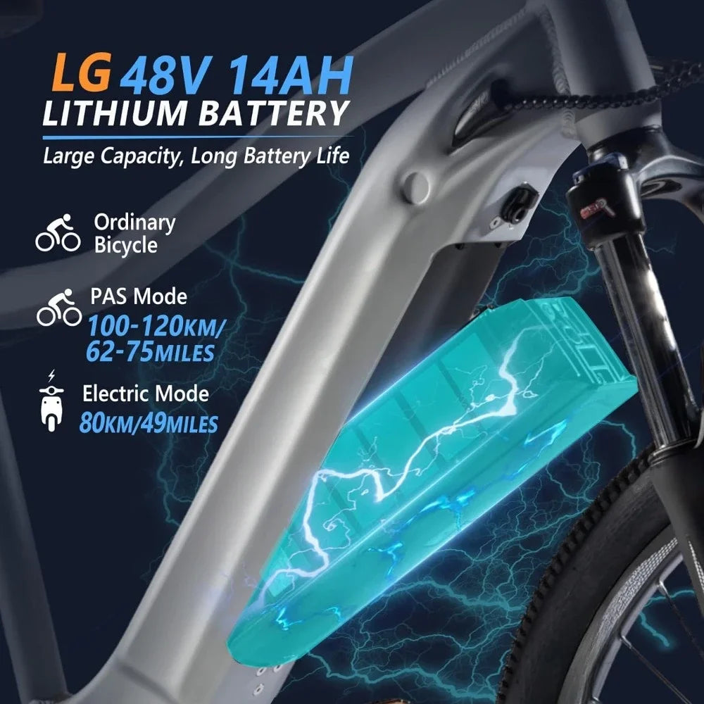 Mountain Ebike, Removable LG Battery, 27.5/26" Fat Tire  7 Speed | Front Suspension