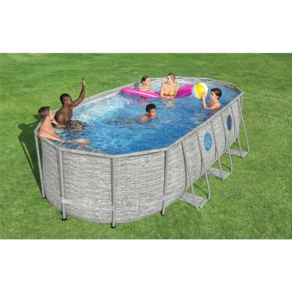 Above Ground Outdoor Swimming Pool Set  18' x 9' x 48" with 1500 GPH Filter Pump, Ladder, and Pool Cover Large Family Pool