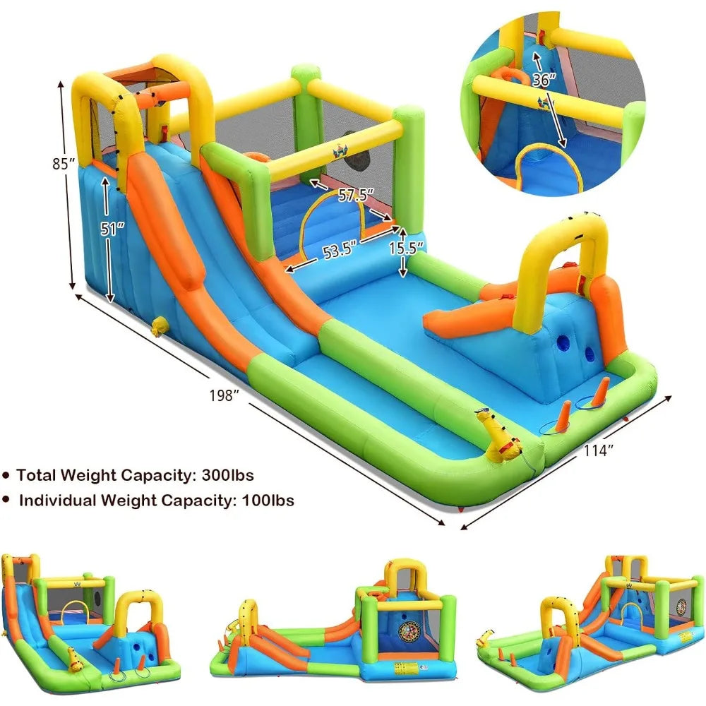 Inflatable Water Slide, 20.5x11FT Mega Waterslide Park Bounce House for Outdoor Fun w/Long Slide