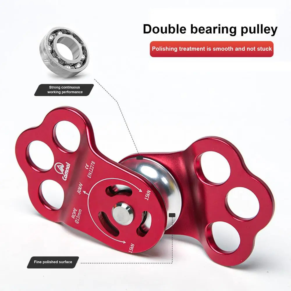 Portable 3-Hole Connection Fixed Pulley for Outdoor Rock Climbing