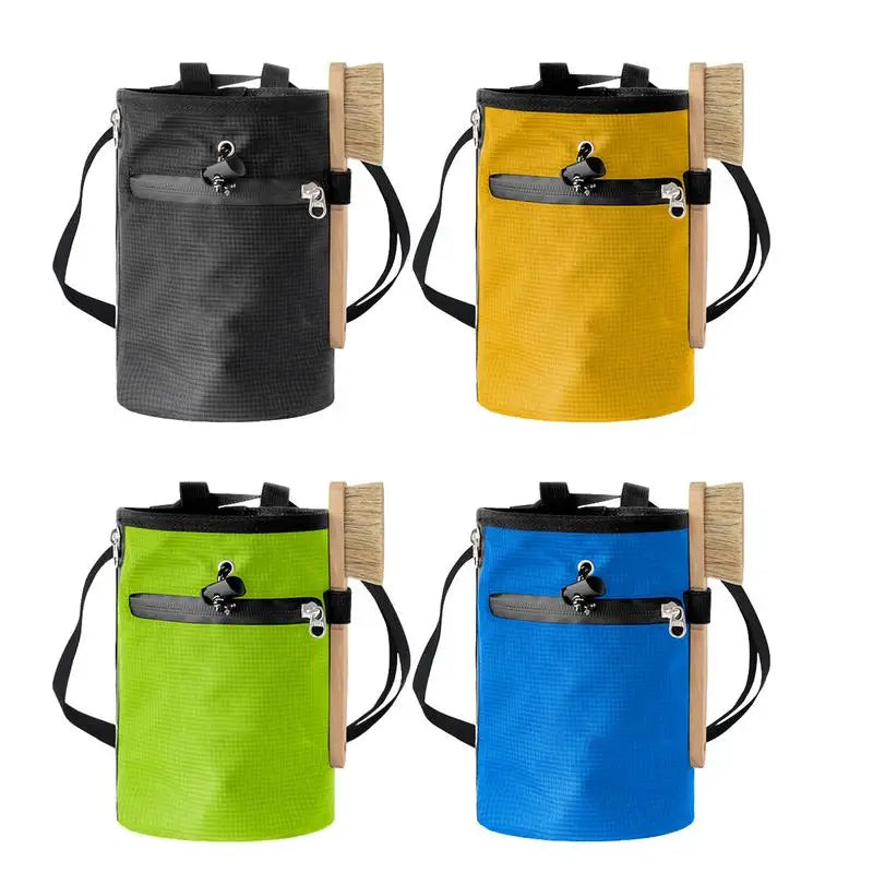 Premium Waterproof Chalk Bag with 2 Large Zippered Storage Pockets and Chalk Brush