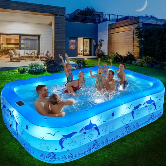 Inflatable Pool with Lights, , Blow up Pool Solar Powered