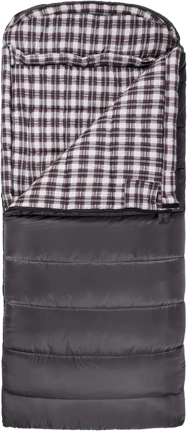 Fahrenheit XXL-25, 20, and 0 Degree Sleeping Bag for Adults;Warm Cotton Lining for Camping in Comfort, All Weather