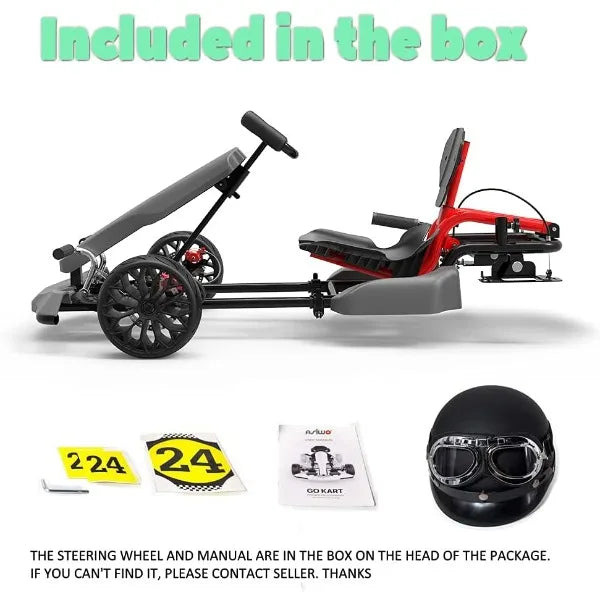 Outdoor Race Pedal Go Cart Kit-Hoverboard Attachment for Kids and Adults