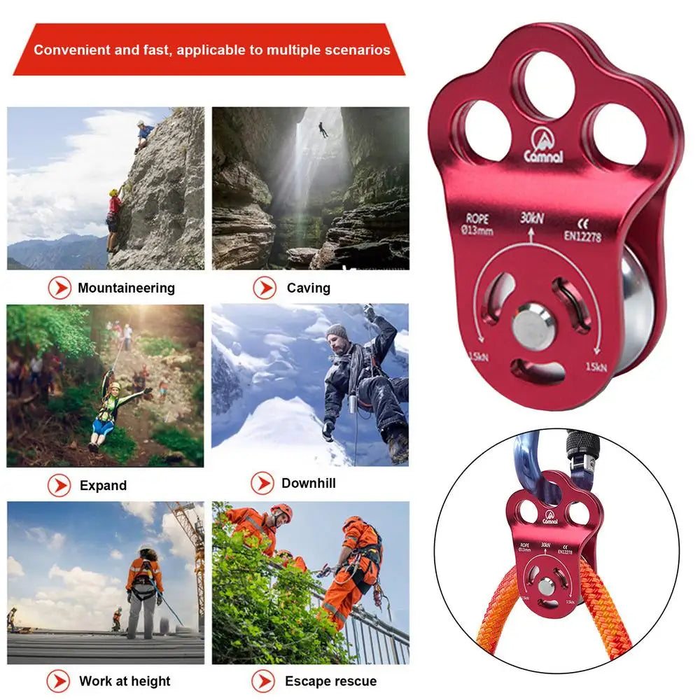 30KN Rock Climbing Pulley Tree Rigging Rope Pulley for 13mm Rope for Expand Downhill Escape Rescue