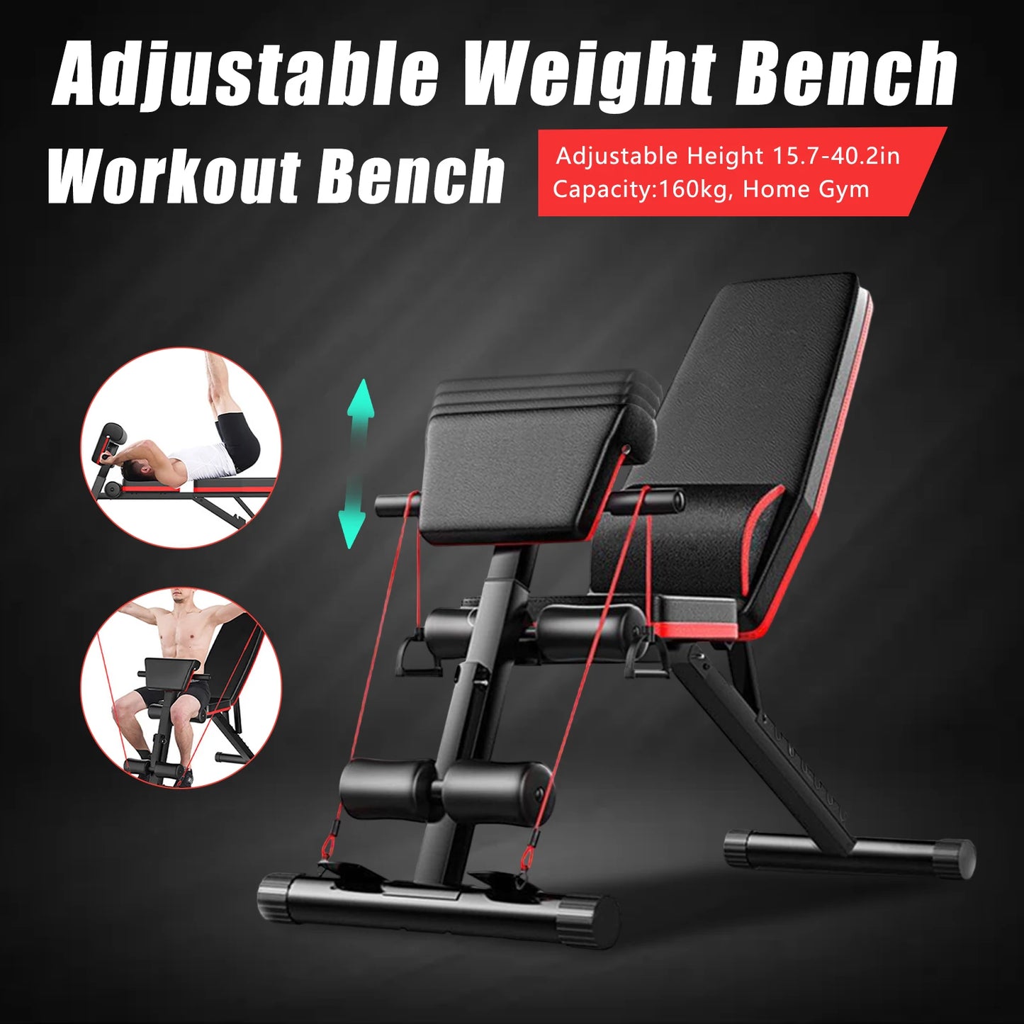 Adjustable Full Body Workout Bench, Foldable Incline Decline for Home Gym Strength Training