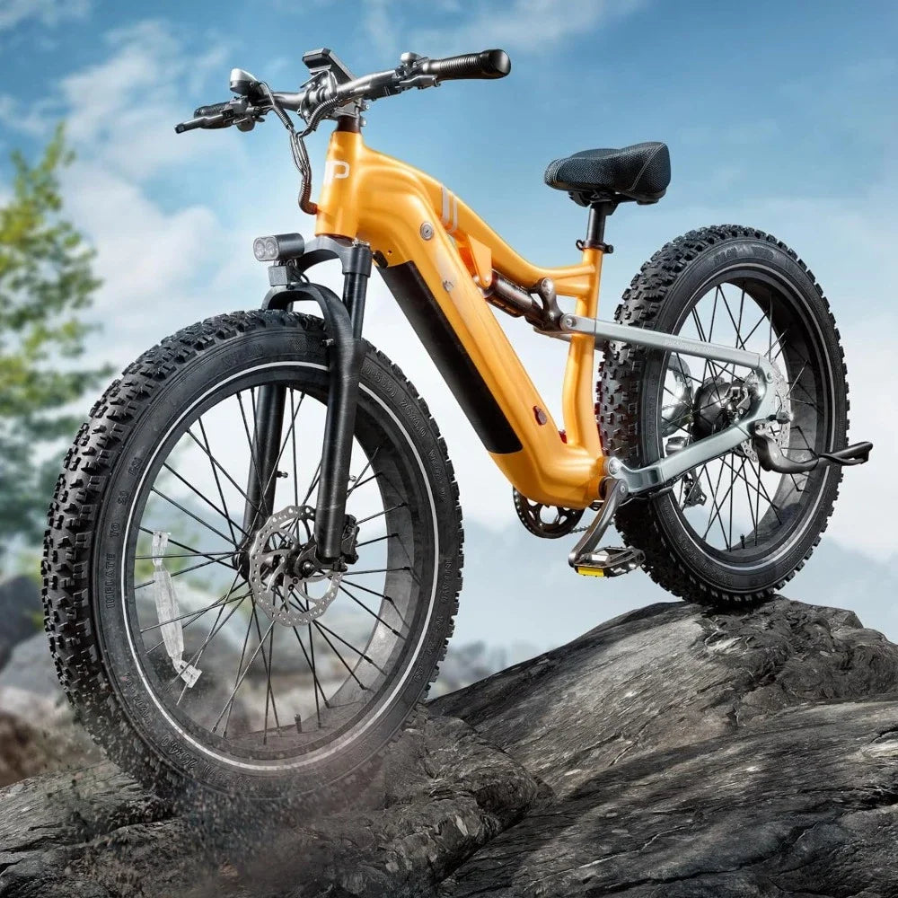 Long Range Mountain Beach EBike, 26" Fat Tire Full Suspension Ebike,7Speed,30MPH 80Miles