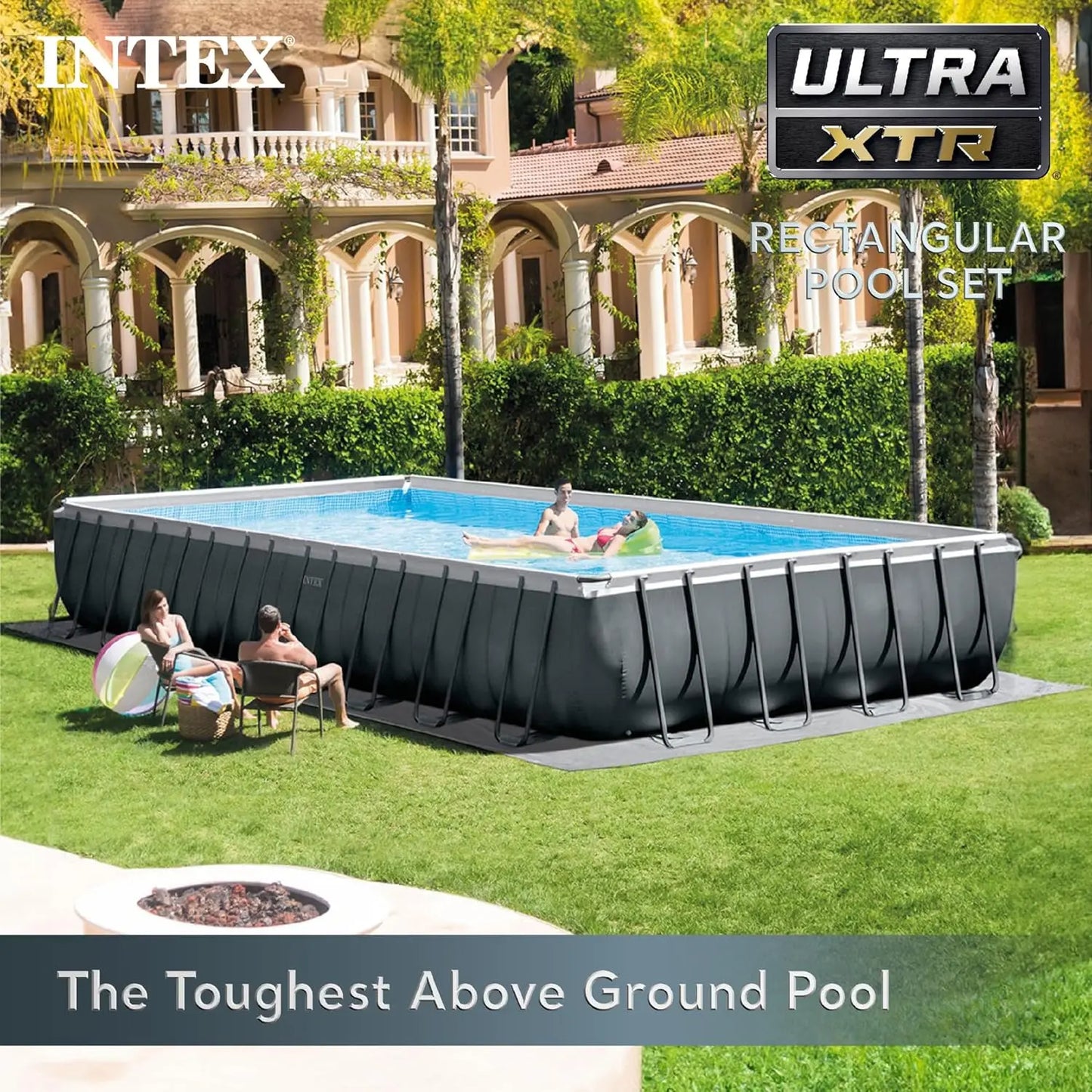 Ultra XTR Deluxe Rectangular Above Ground Swimming Pool Set 32ft x 16ft x 52in Includes 2650 GPH Sand Filter Pump