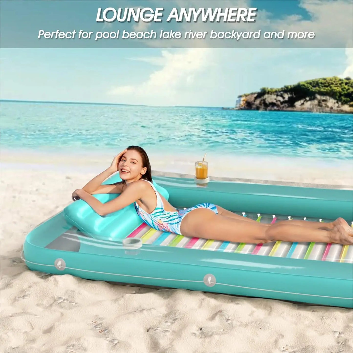 Inflatable Tanning Pool Lounger Float -4 in 1 Sun Tan Tub