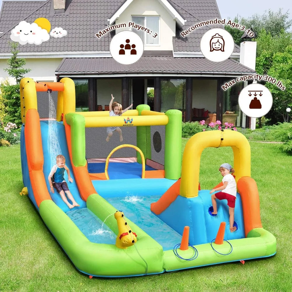 Inflatable Water Slide, 20.5x11FT Mega Waterslide Park Bounce House for Outdoor Fun w/Long Slide