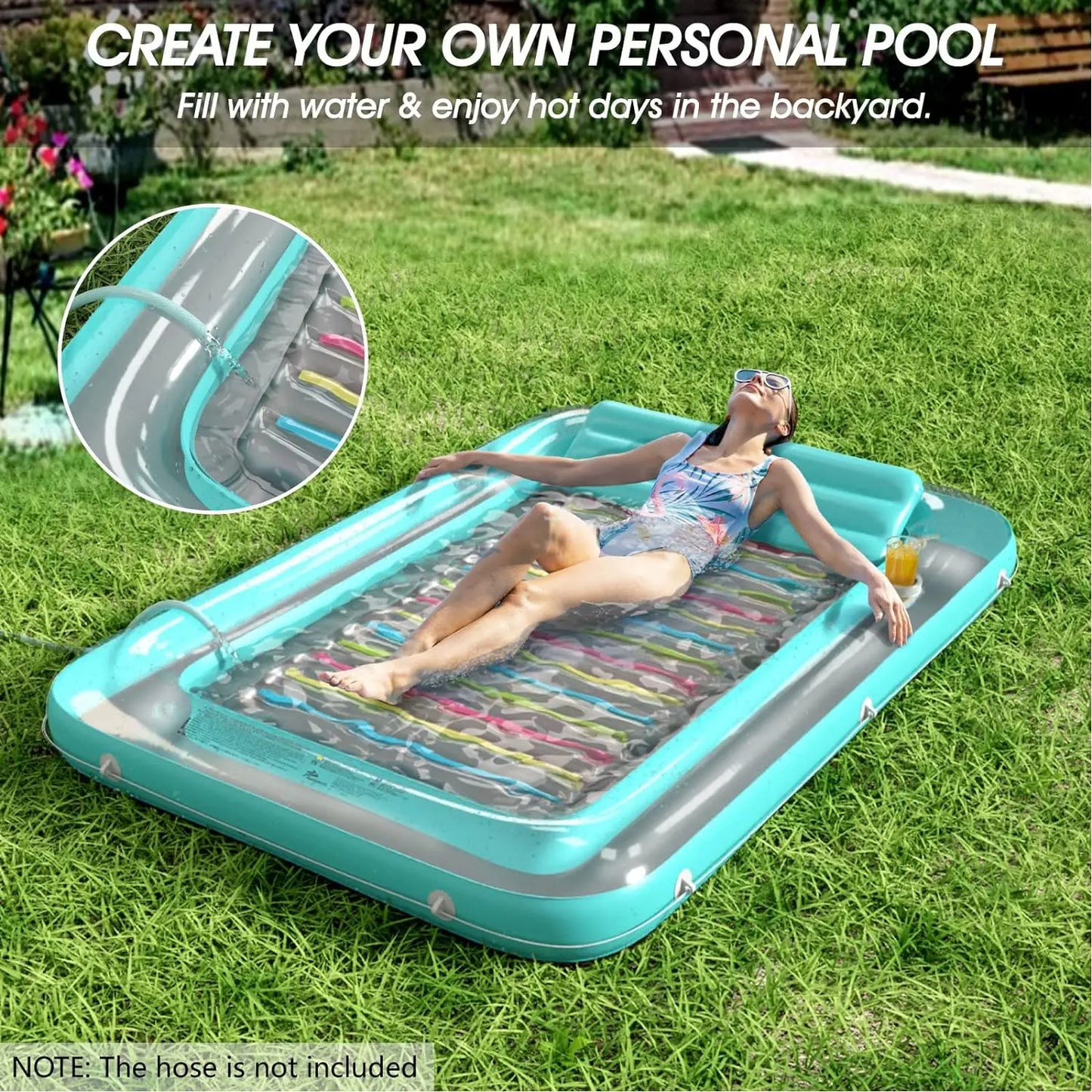 Inflatable Tanning Pool Lounger Float -4 in 1 Sun Tan Tub