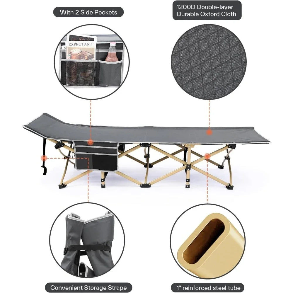 Camping Cots for Adults with Mattress Max Load 450 LBS Heavy Duty Folding Portable Bed