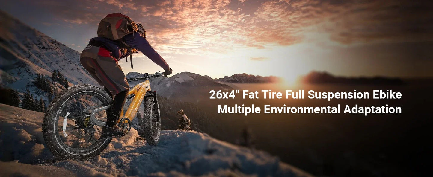 Long Range Mountain Beach EBike, 26" Fat Tire Full Suspension Ebike,7Speed,30MPH 80Miles