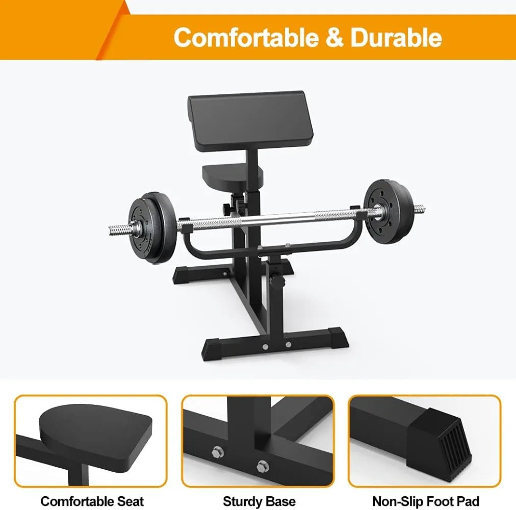 Adjustable Arm Preacher Curl Weight Bench, Seated Strength Training Fitness, Isolated Barbell Dumbbell Biceps Station