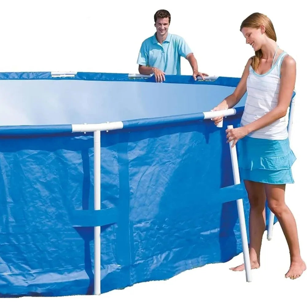 Framed Pool 15’ x 48" Large Frame Round Metal Steel Frame  Above Ground Outdoor Backyard Family Swimming Pool, Blue