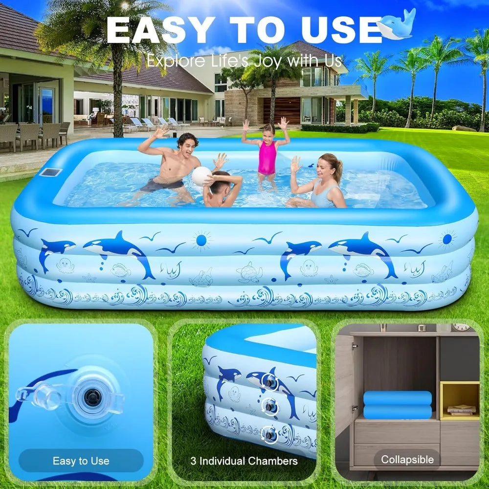 Inflatable Pool with Lights, , Blow up Pool Solar Powered