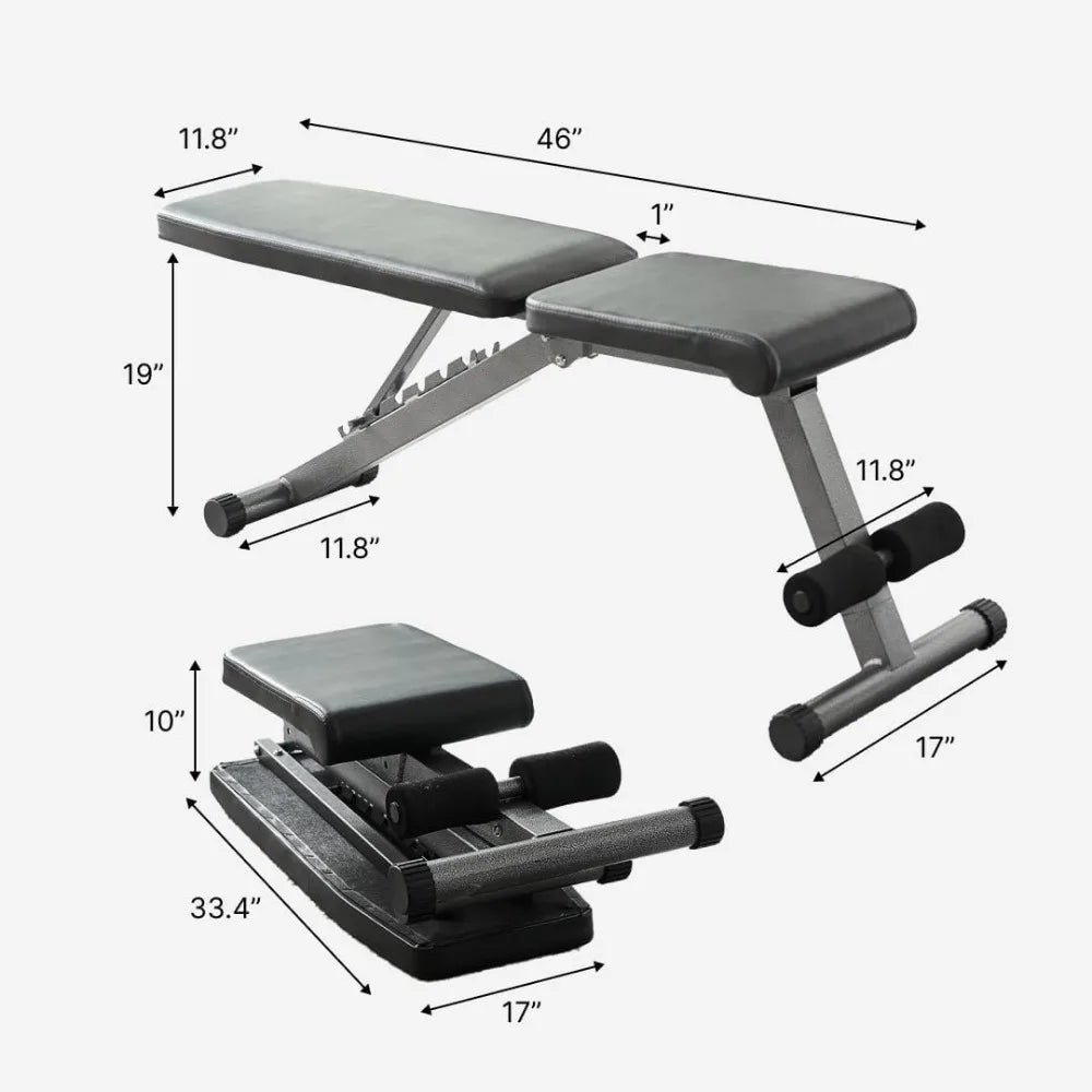 5-in-1 Weight Bench, Adjustable & Foldable for Bench Press, Strength Training and Full Body Workout