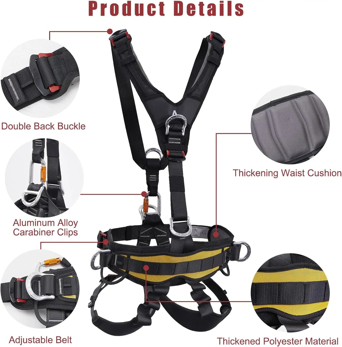 Full Body Climbing Harness Can Be Inverted Thicken Widen Protect Waist Safety Harness Tree Work Rock Climbing Mountaineering