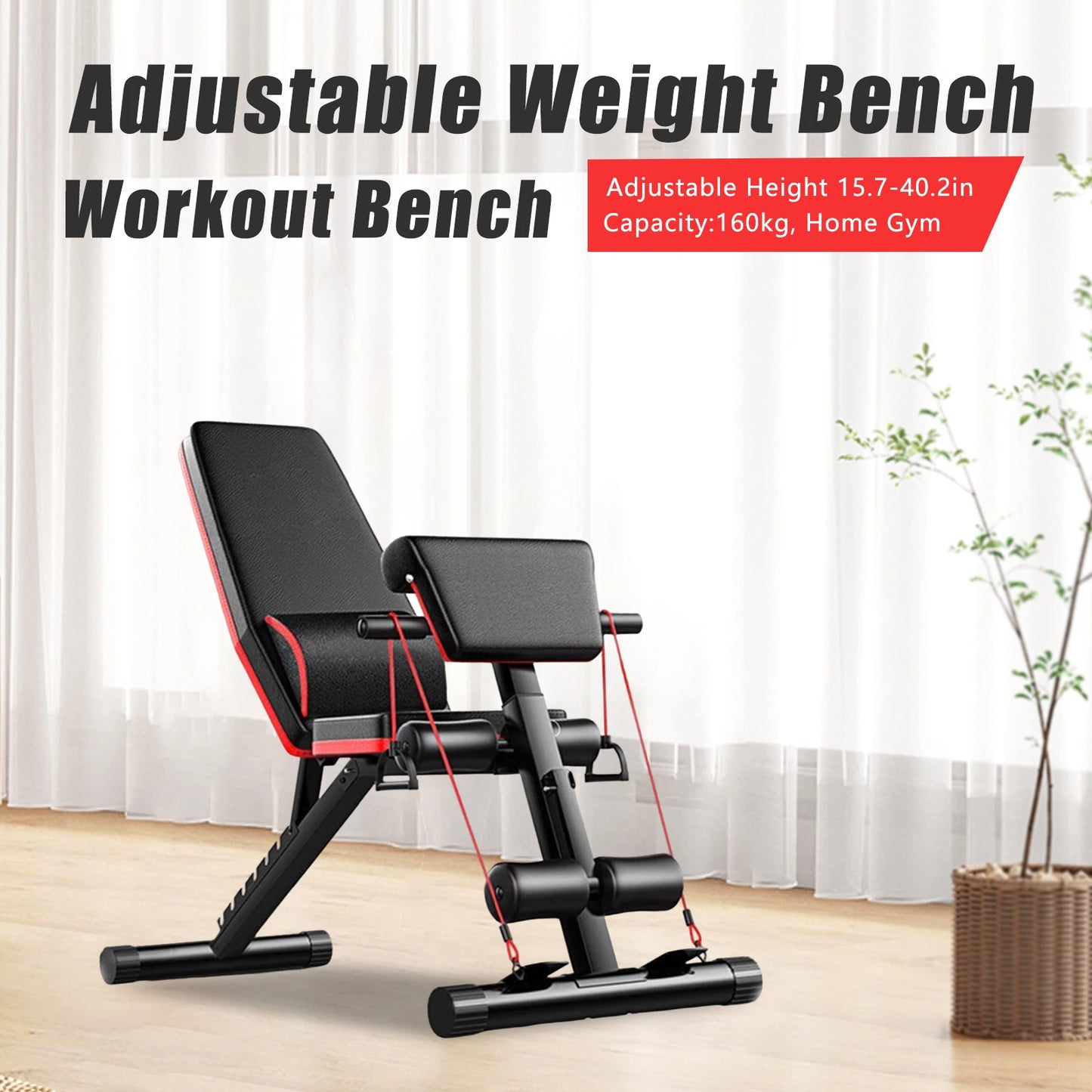 Adjustable Full Body Workout Bench, Foldable Incline Decline for Home Gym Strength Training