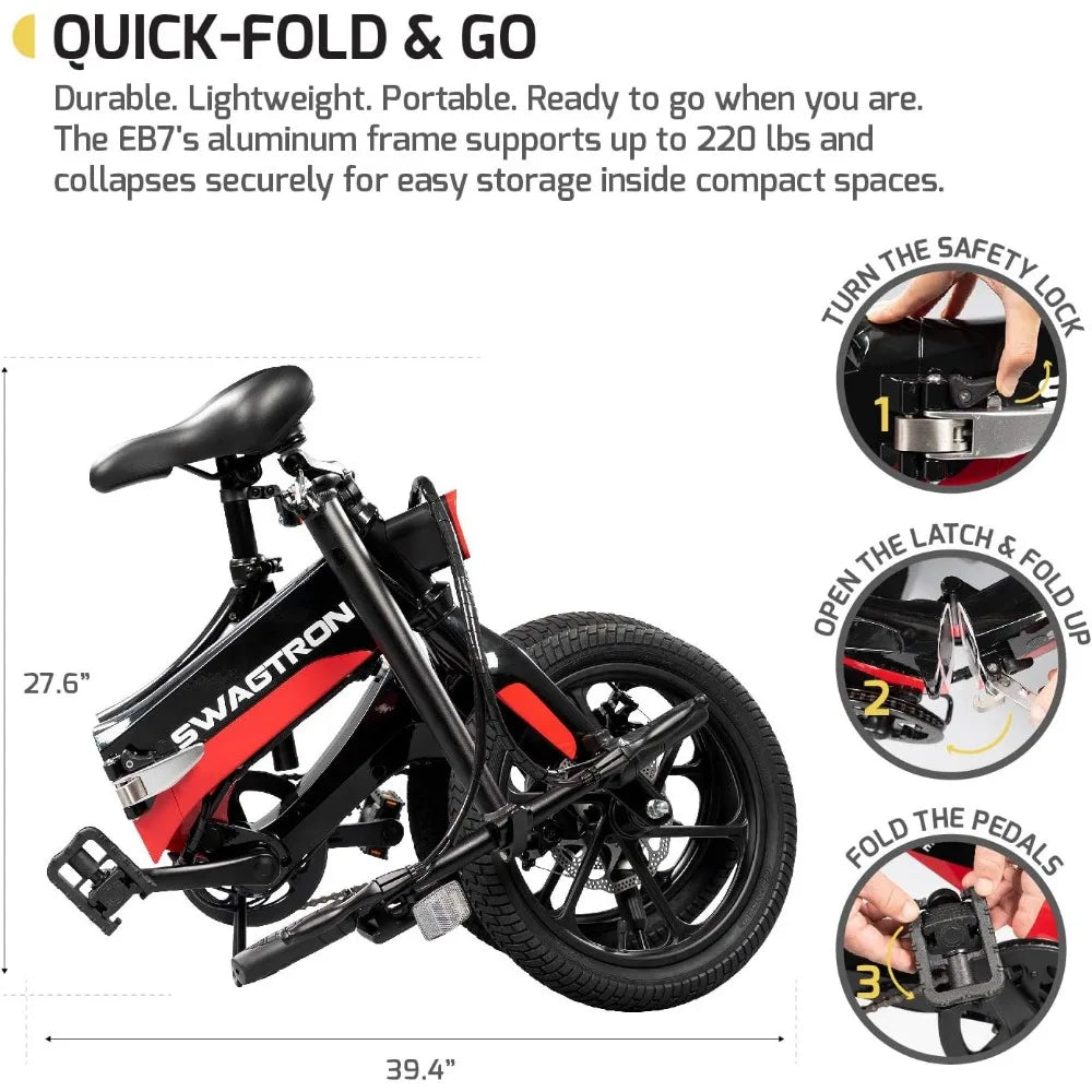 EB-7 Elite Folding Electric Bike with Removable Battery and Rear Suspension