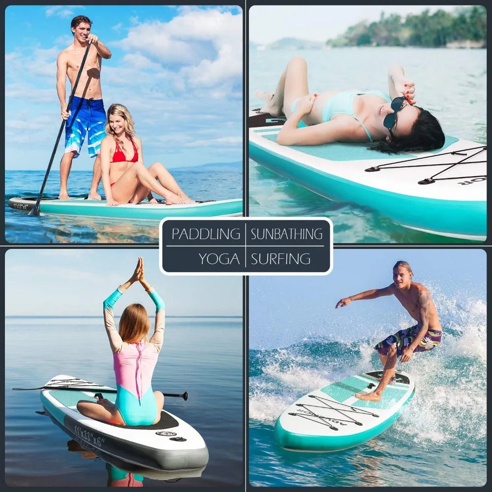 Paddle Board 11'x33 x6 Extra Wide Inflatable Stand Up Paddle Board with SUP Accessories Including Adjustable Paddle,Backpack