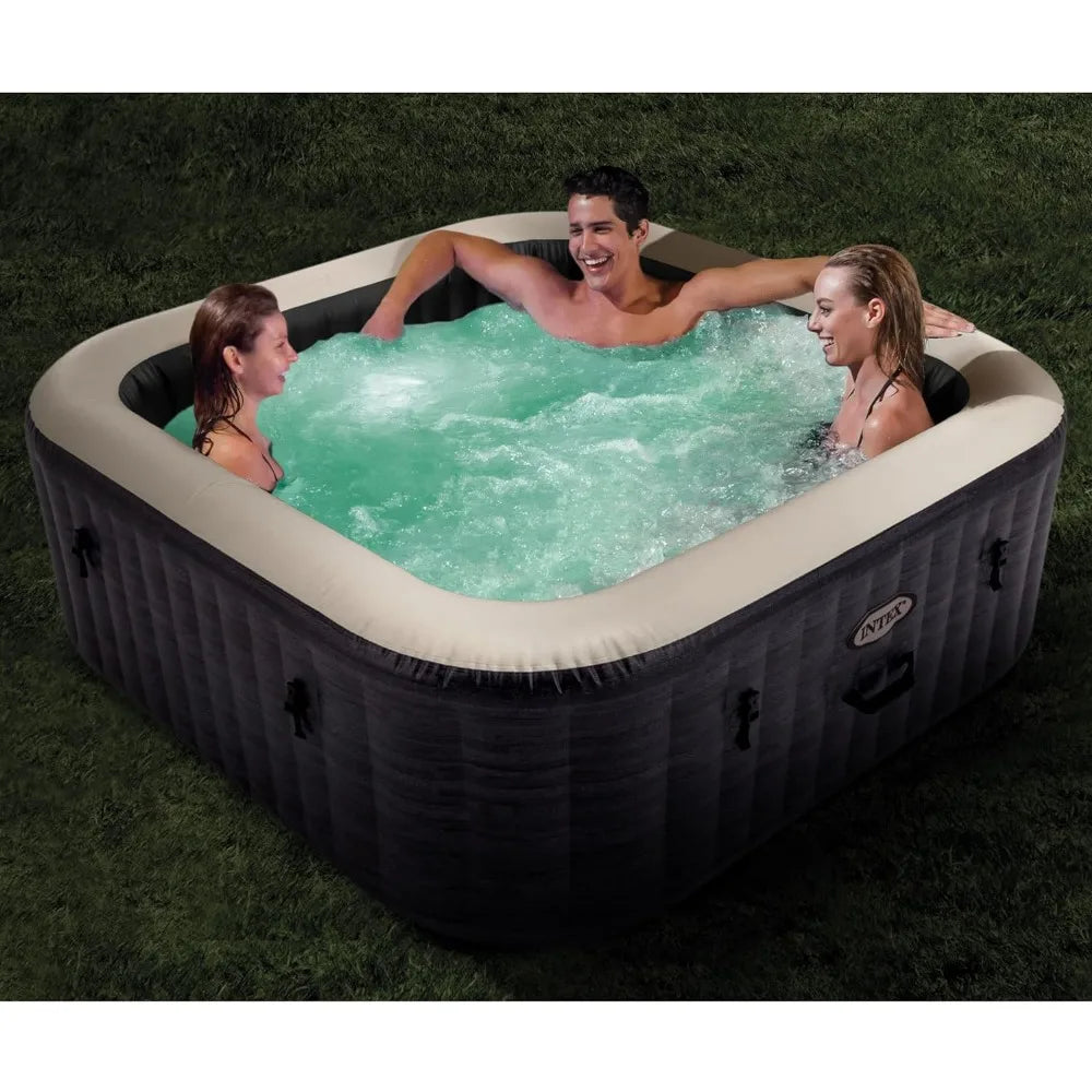 Large Outdoor Hot Tub with Insulated Cover & LED Color Changing Lights