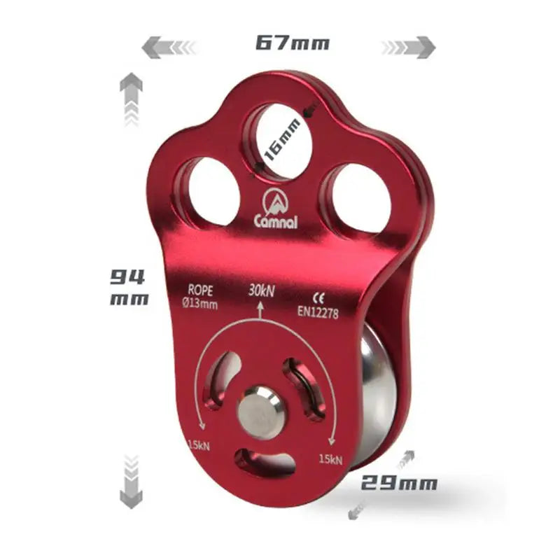 Portable 3-Hole Connection Fixed Pulley for Outdoor Rock Climbing