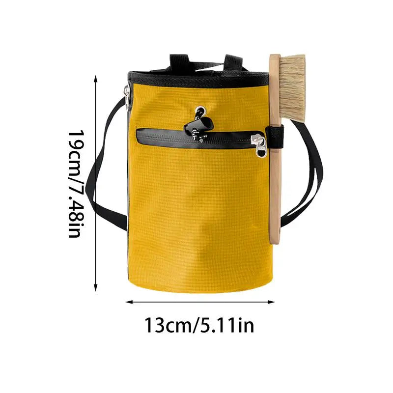 Premium Waterproof Chalk Bag with 2 Large Zippered Storage Pockets and Chalk Brush