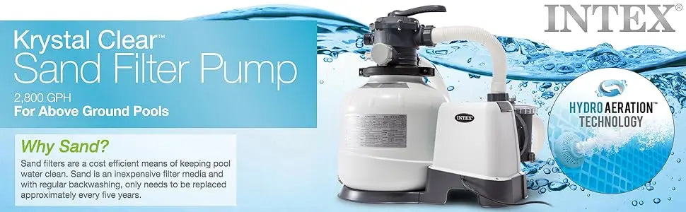 INTEX Krystal Clear Sand Filter Pump for Above Ground Pools with 2800 Gallons Per Hour Flow Rate